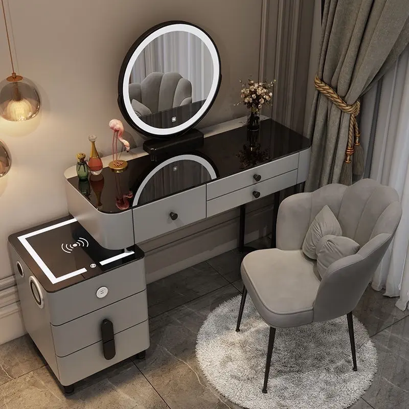 Bàn trang điểm mini size 80, tích hợp nghe nhạc Blutus, đèn led cảm ứng 3 màu 2