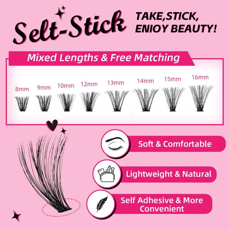 Eyelash Extensions Kit, 1 Set Eyelash Clusters with Eyelash Glue & Tweezers & Brush & Eyelash Curler & Makeup Tools, Eye Makeup Accessories, Cosmetic 4