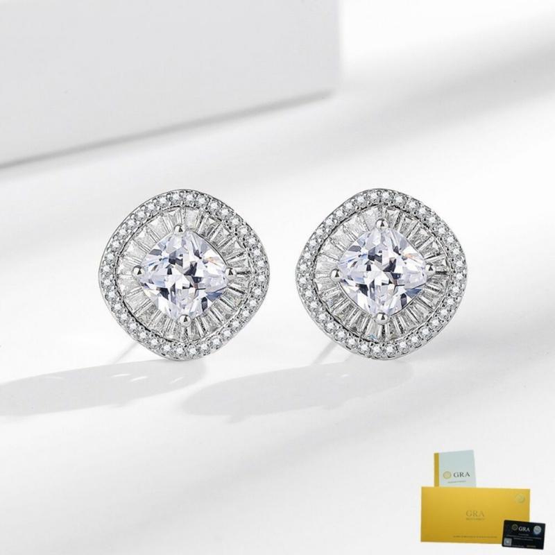 Product Introduction of [with Gra Certificate]  New Arrival Hot Sale Fashion Square High-Grade Moissanite Stud Earrings 17