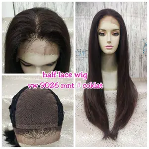 half Lace wig rambut palsu wanita Dewasa panjang70cm lurus .9026mnt coklat