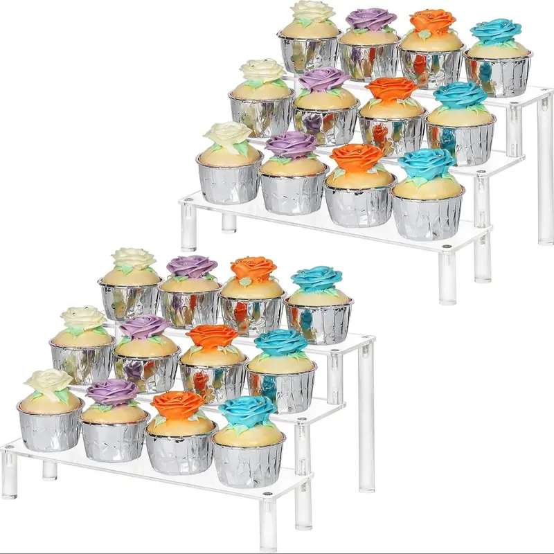 Acrylic Cupcake Display Stand, 3-layer Clear Cupcake Display Rack, Multifunctional Cake Display Stand for Dessert, Cosmetic, Small Ornament, Decor 6