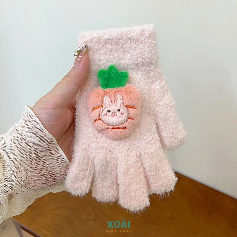 Găng tay Len Dệt Kim Cho Bé 4-12 Tuổi Đính Thú Cưng Dễ Thương Dày Dặn Ấm Áp Vào Mùa Đông - GT010 5
