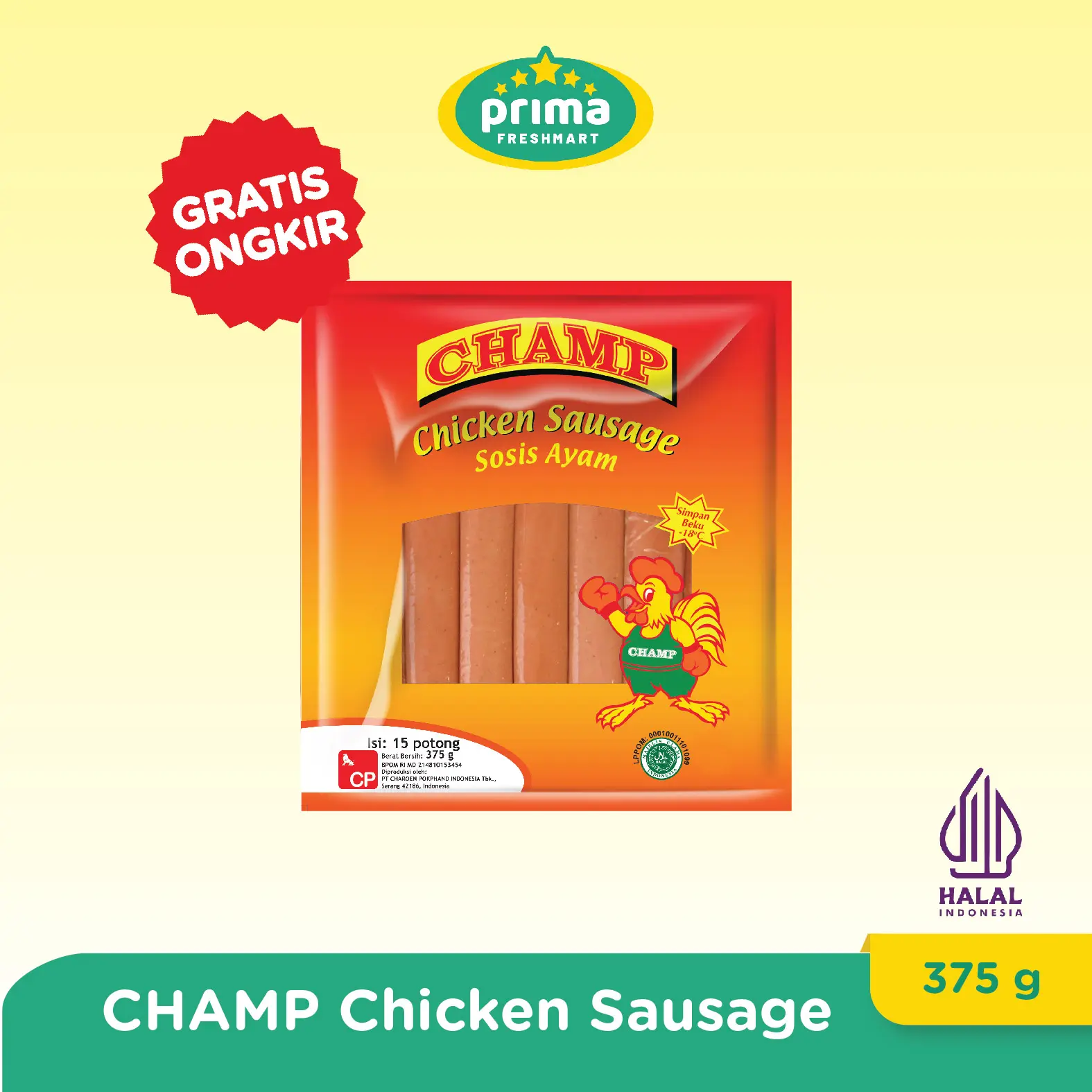 CHAMP SOSIS AYAM (CHICKEN SAUSAGE) 375 GR