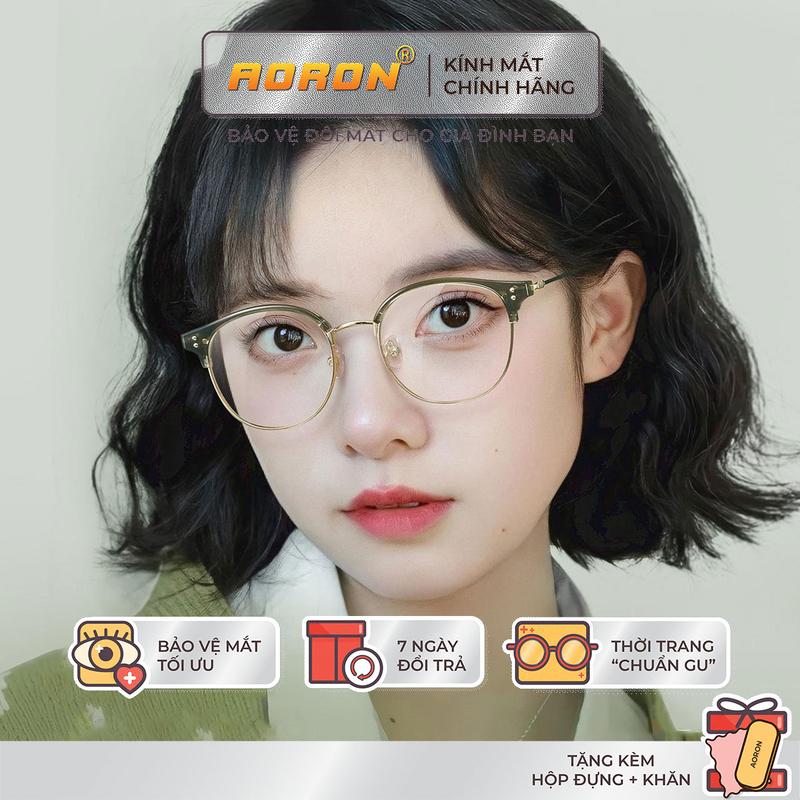 Gọng Kính Cận Thời Trang Aoron, Kính Mắt Nam Nữ Nửa Viền Tròng Chống Ánh Sáng Xanh Trẻ Trung, Cá Tính - AK149