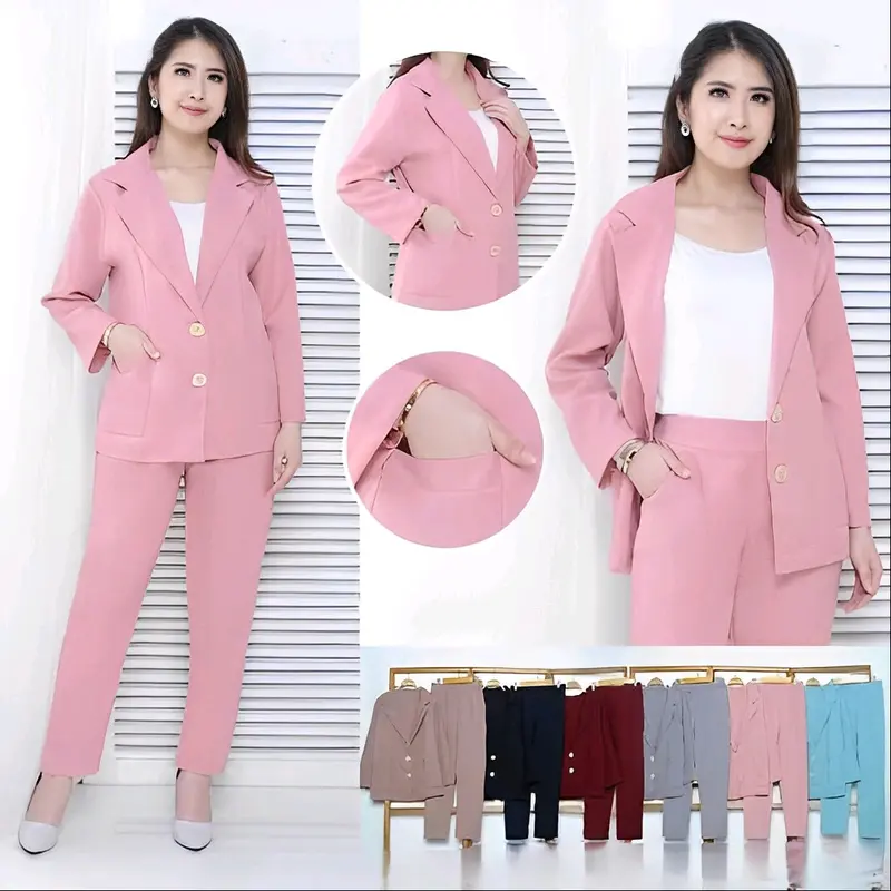 Jas Blazer Wanita pink Blazer & Celana / Setelan Resmi Wanita / Blazer Wanita Kerja Polos 3