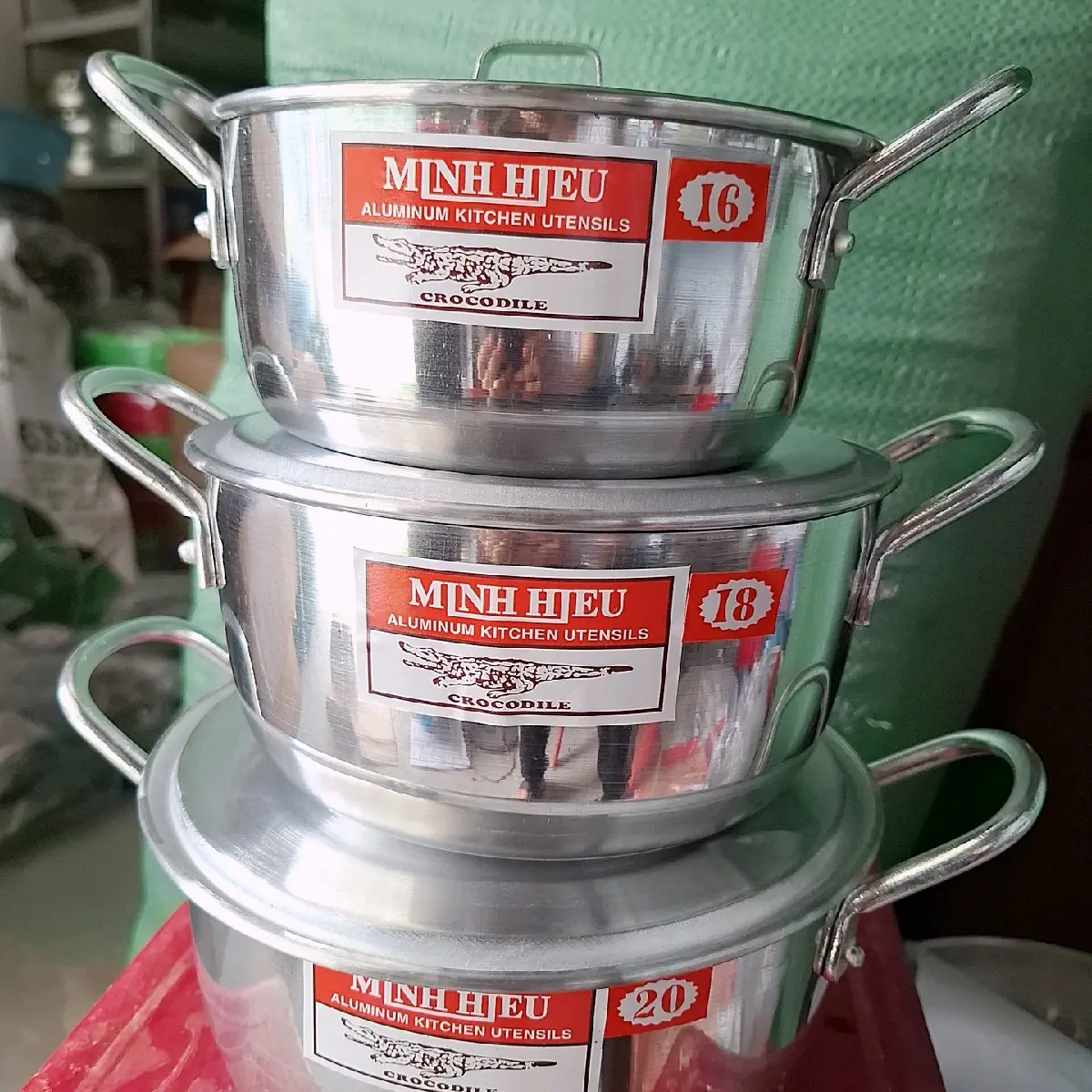 bộ nồi nhôm cao cấp 3 cái size 16cm 18cm 20cm