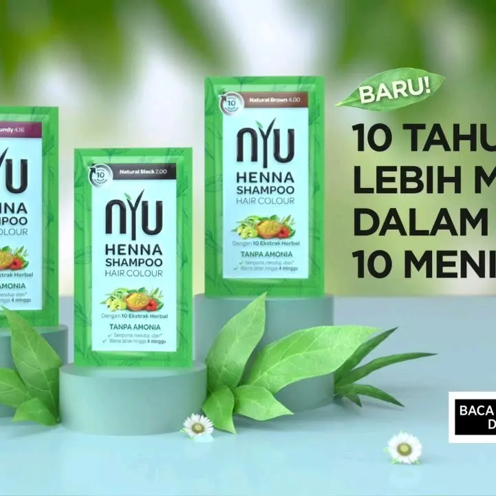Henna Shampoo NYU - Semir Shampoo Henna - Semir Rambut Praktis Pewarna