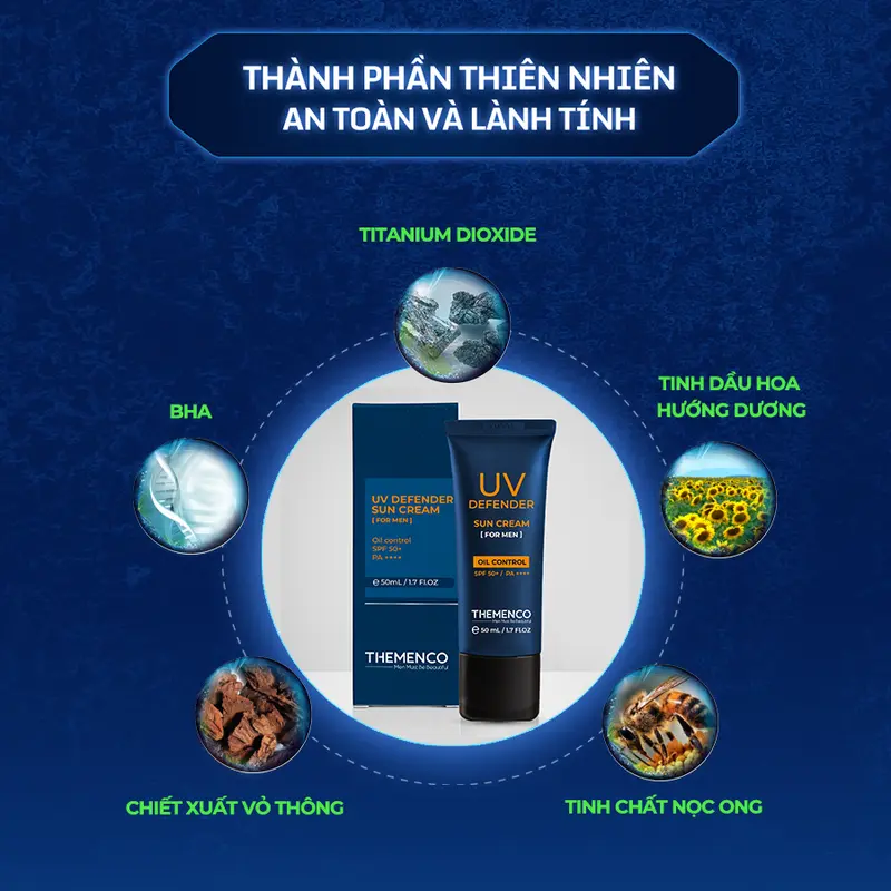 [Tặng Sữa Rửa Mặt Khi Mua Từ 2SP] Kem Chống Nắng Dành Cho Nam Giới UV Defender Sun Cream Themenco 50ml 4