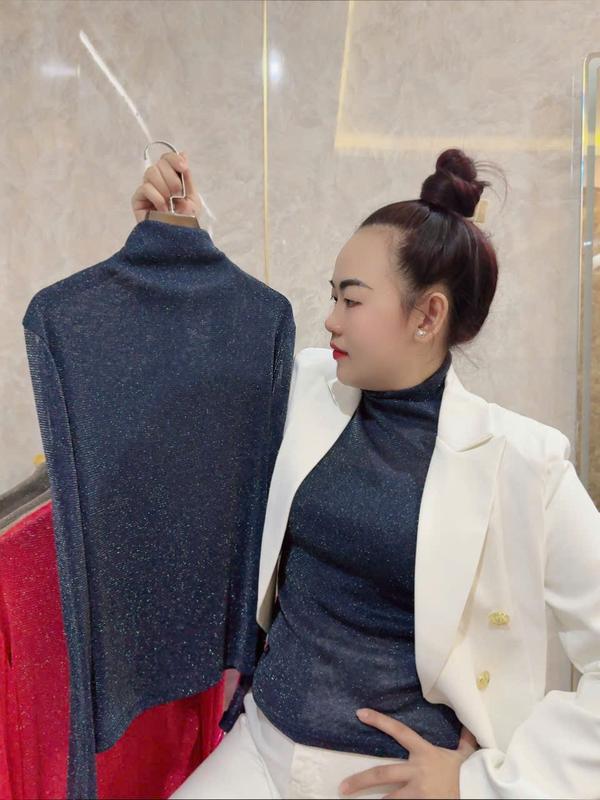 [sale xả rẻ hết lô] Áo Thun Kim Tuyến Tay Dài Cổ Lọ 7 màu Hot Yêu Thích Mặc Rất Đẹp Sang Trọng Hình Chụp Thật ngoài Đẹp Hơn ÁO THUN NỮ CAO CẤP Nhung Top Women Cổ Tròn dài tay