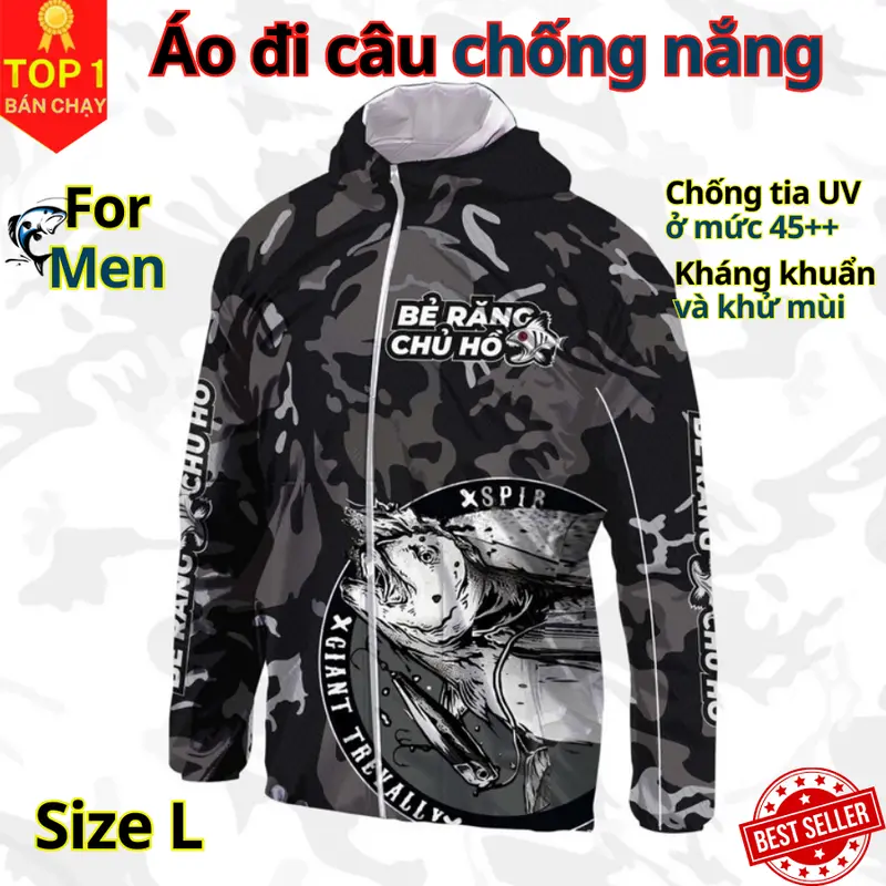 Áo câu cá thời trang chống nắng F03 đen trắng đủ size từ 50-85kg - Áo đi câu chất liệu chống tia UV cao cấp D Danido Sport 4
