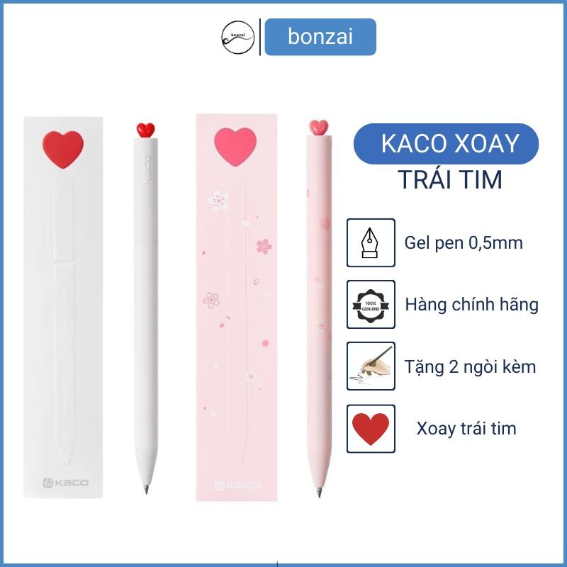 Bút bi gel xoay Kaco Love kèm 2 ruột mực đen ngòi 0,5mm (Hàng Chính Hãng)