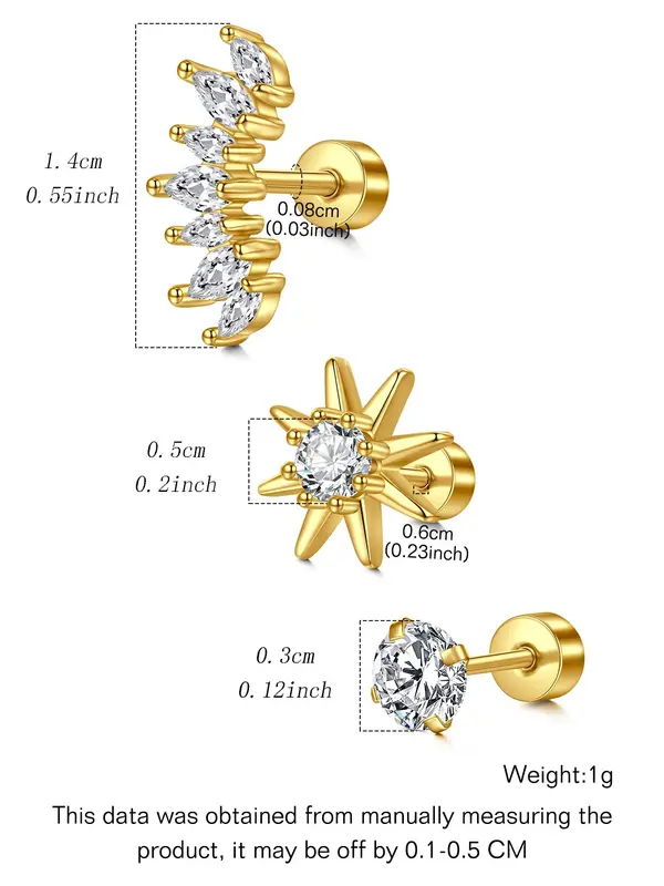 Artificial Zircon Decor Stud Earrings, Elegant Stud Earrings for Women & Girls, Fashion Jewelry for Party, Daily Clothing Decor, Trendy Jewelry for Birthday Gift 1