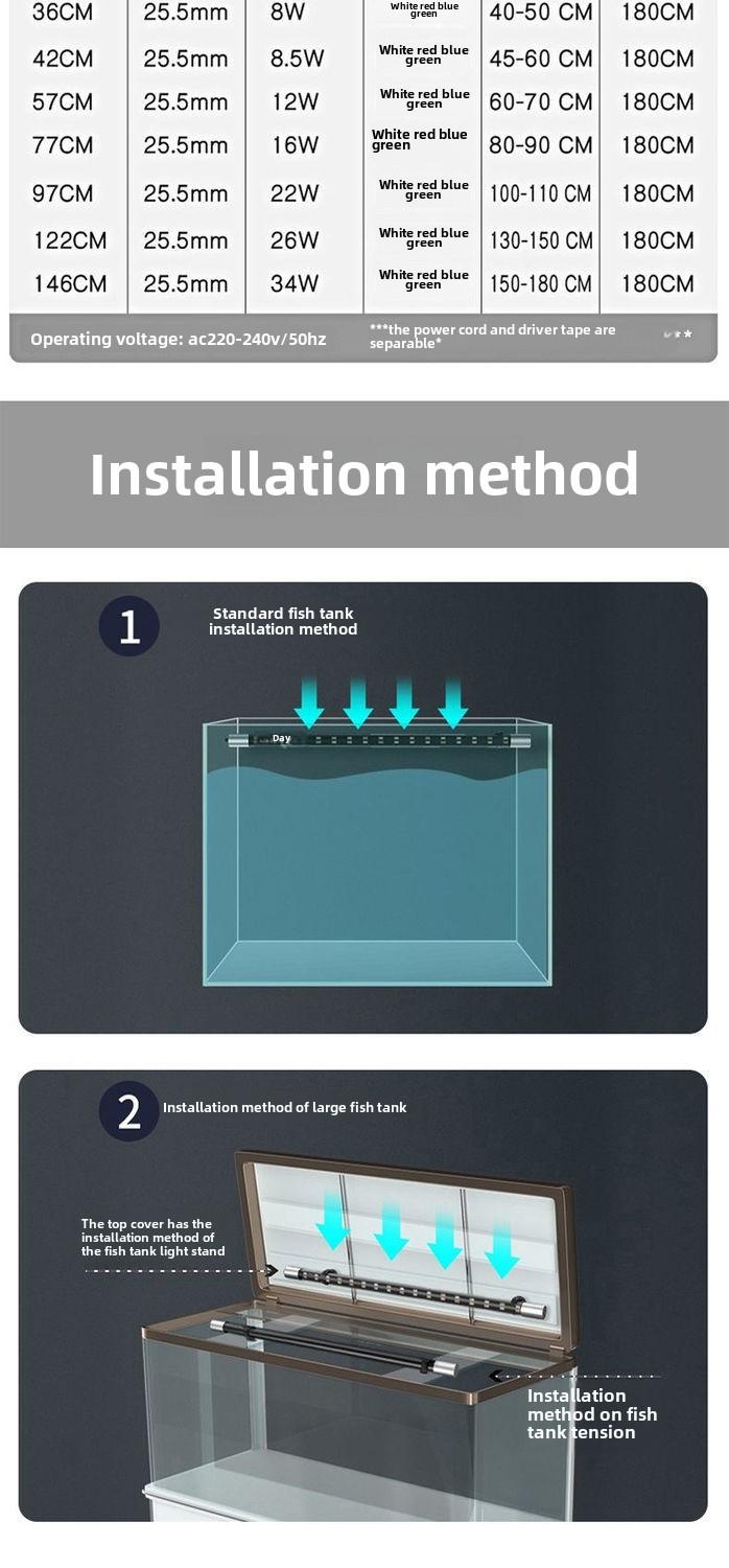 Product Introduction of Fish Tank Light LED Waterproof Lighting Aquarium Submersible Dragon Fish Light Super Bright Color Enhancing Small Tri-Color Fish Tank Light 13