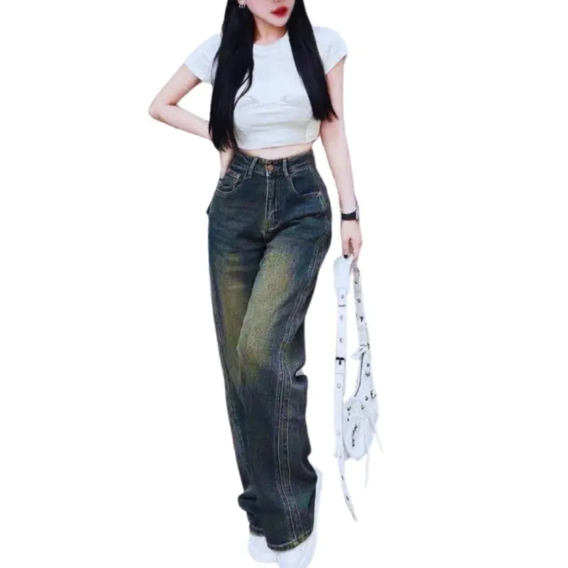Quần baggy jean nữ đẹp phom suông rộng chất vải demi cao cấp mềm mại không co giãn - 1235 3