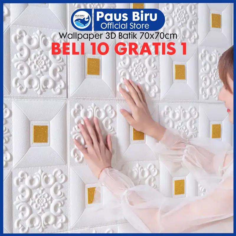 (BELI 10 GRATIS 1) Wallpaper 3D FOAM 5mm / Wallpaper Dinding 3D Motif Foam Batik Bunga More High Quality / Wallfoam 3D 0