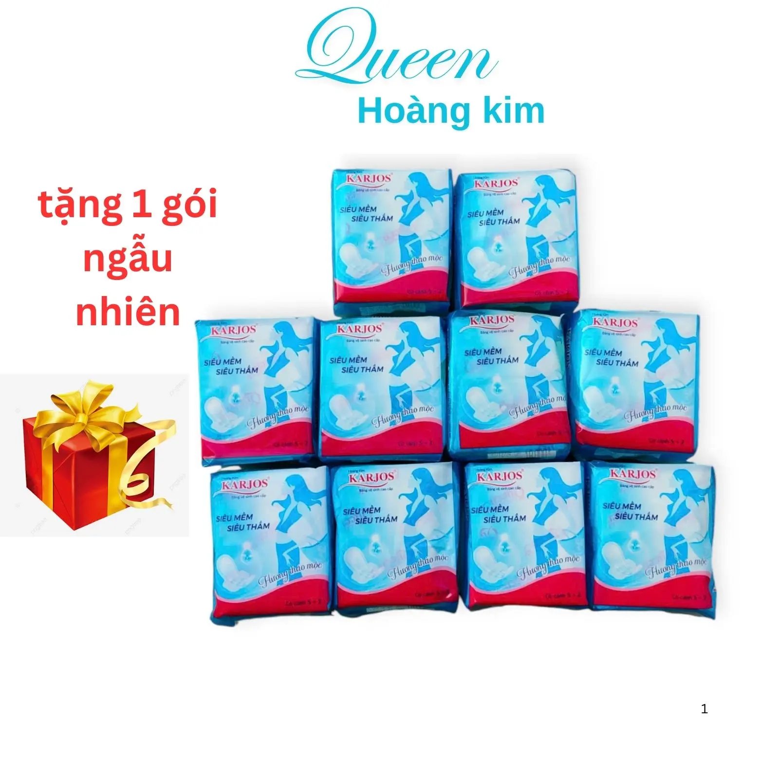 [ COM BO 10 GÓI ]  Băng Vệ Sinh Karios Siêu Thấm Hương Thảo Mộc Hoàng Kim Bề mặt Lưới Mềm Gói Có 7 Miếng Kích Thước 23 Cm Cực Thấm Hút Chống Tràn Tiện Lợi [ tặng 1 gói ]Nữ Tampon  vesinh phunu