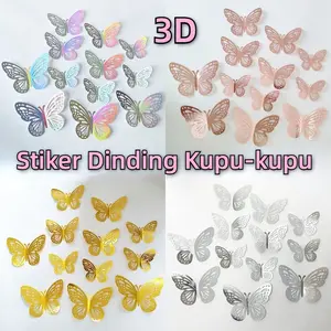 12PCS Stic  Stiker Dinding Kupu-kupu / 3D  Butterfly Dekorasi /  DIY Dekorasi Hari Raya/ WallDekorasi Pesta Pernikahan Wall Sticker