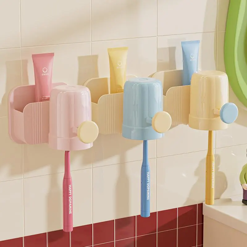 Wall Mounted Toothbrush Holder, 1 Count  Punch Free Toothbrush Storage Rack, Bathroom Storage Rack, Toothbrush Holder for Bathroom 8