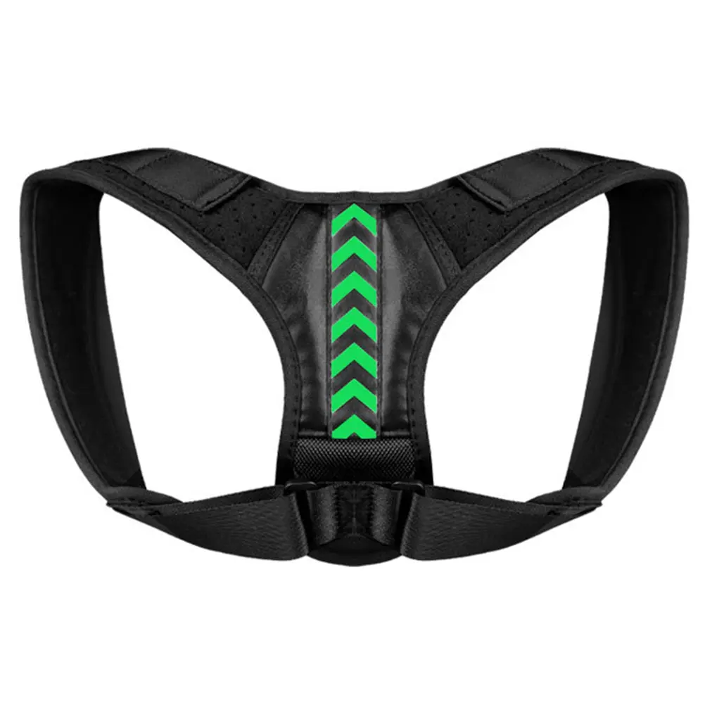 Back Posture Correction Belt Adjustable and Shoulder Braces Brackets Men Women Space Leather 39X17X1cm Black