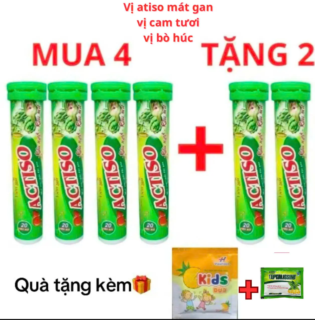 Mua 4 tặng 2_ ( 6 tuýp ) C sủi atiso rau má, cam tươi, bò húc _ Hỗ trợ thanh nhiệt, giải độc, mát gan, giảm mụn nhọt _ tăng cường sức khoẻ