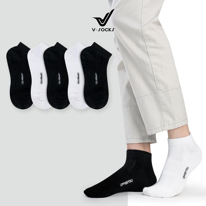 [Combo 5 đôi] Tất Bamboo sợi tre cổ ngắn Unisex thời trang cao cấp VSocks khử mùi hôi chân thấm hút dày dặn 2 màu đen trắng Tất Nam Menswear