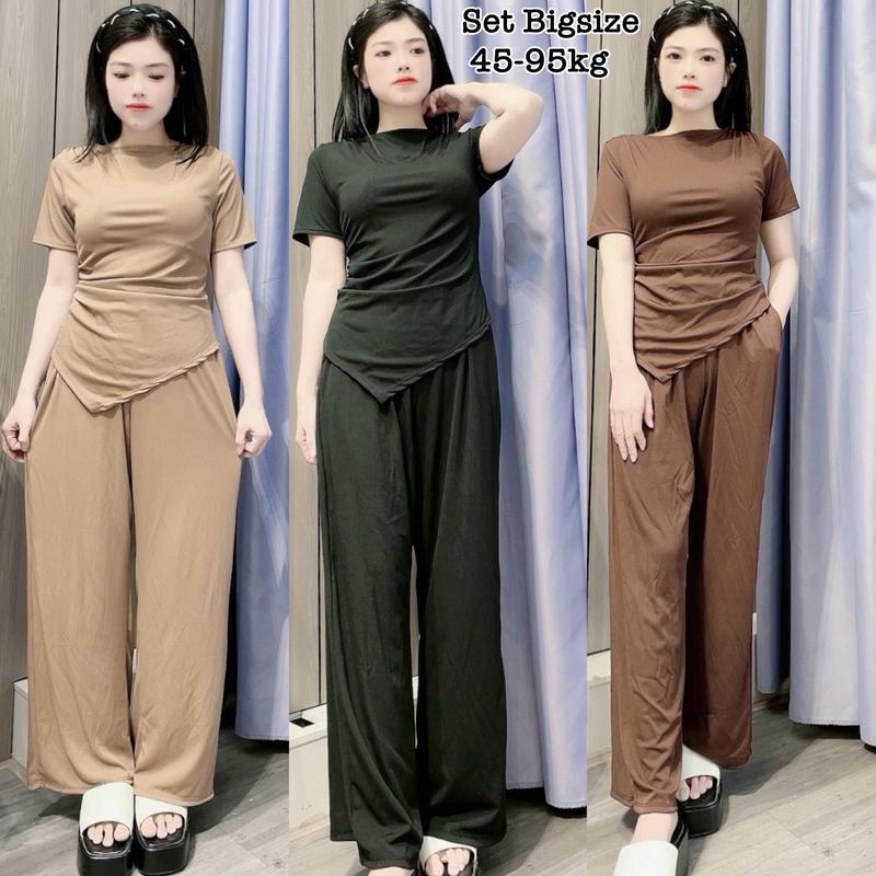 Thời Trang Én Nhỏ Có Bigsize - Set Áo Cánh Tiên và Quần Dài Thun Tăm Xinh Nhẹ Nhàng Thiết Kế Dự Tiệc Cho Nữ Đẹp 50-100kg Nhung Voi Sen Nho Màu Đen Hoa Sen