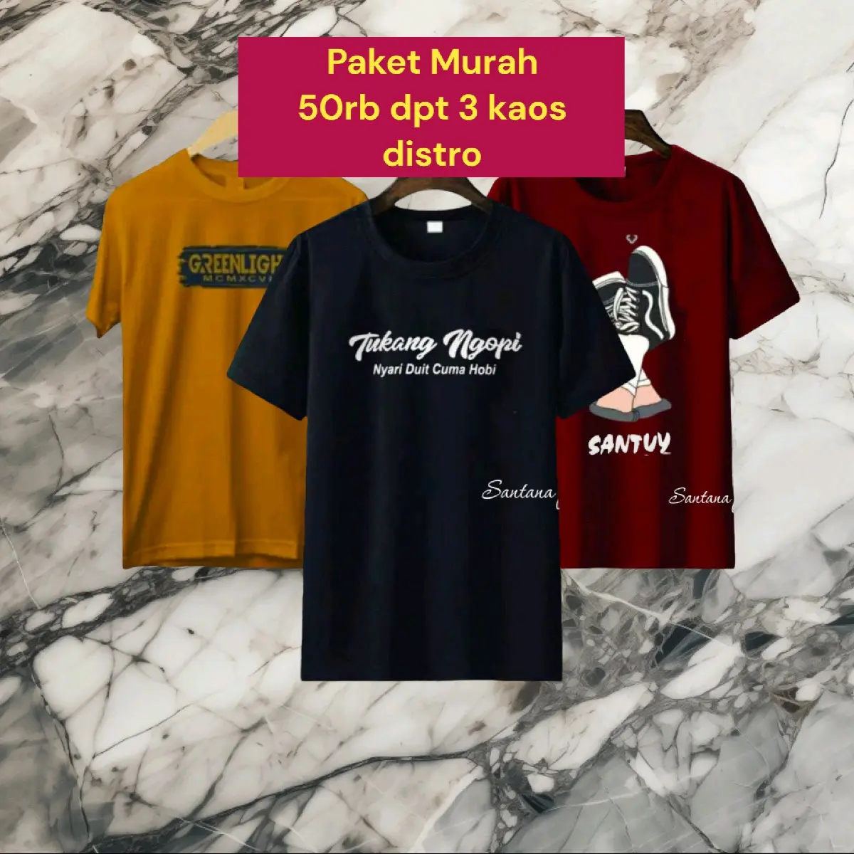 Paket 3 Kaos Distro hanya 50rb Katun