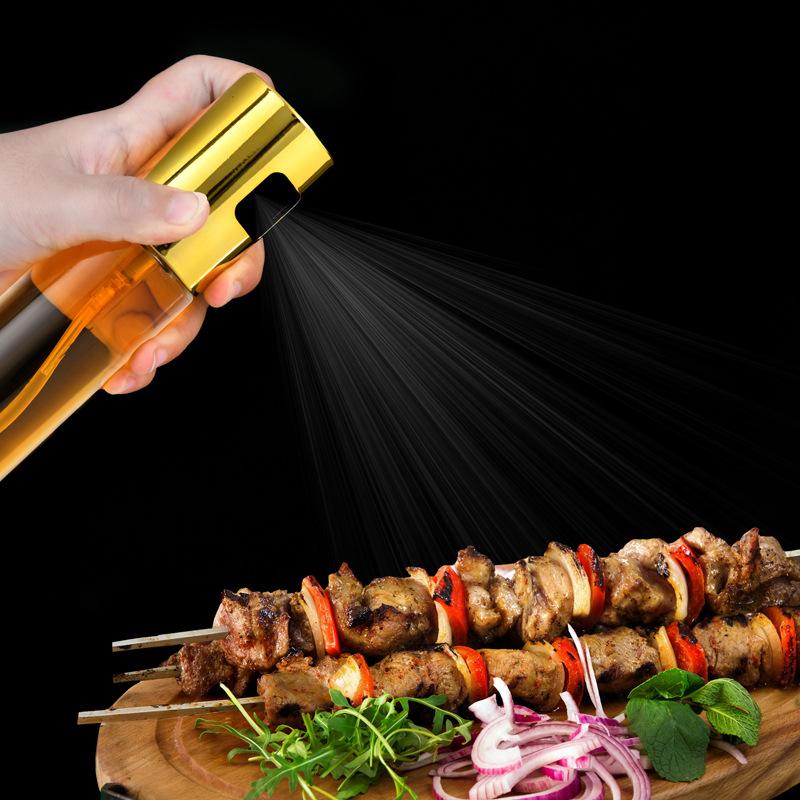 Glass Oil Dispenser Olive Oil Sprinkling Can Air Fryer Fuel Injector Outdoor Barbecue Press Spray Oil Dispenser 1