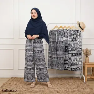 Celana Kulot Motif Thailand Gajah Unisex Size L XL XXL Rayon Premium Adem Celana Santai Harian | Calisa.co