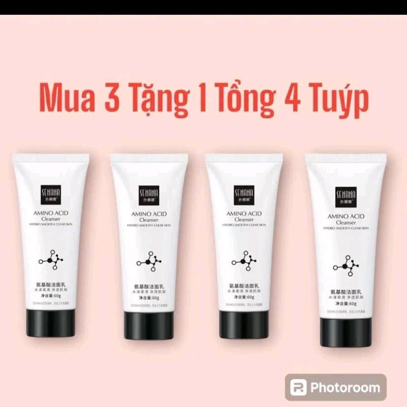Combo 4 Tuýp Sữa Rửa Mặt Senana Amino Acid Sợi Tơ, 60g, làm sạch sâu da mặt , làm đẹp Da nữ Skincare Dưỡng Ẩm Da Women Cho bé trắng da Gel Niacinamide