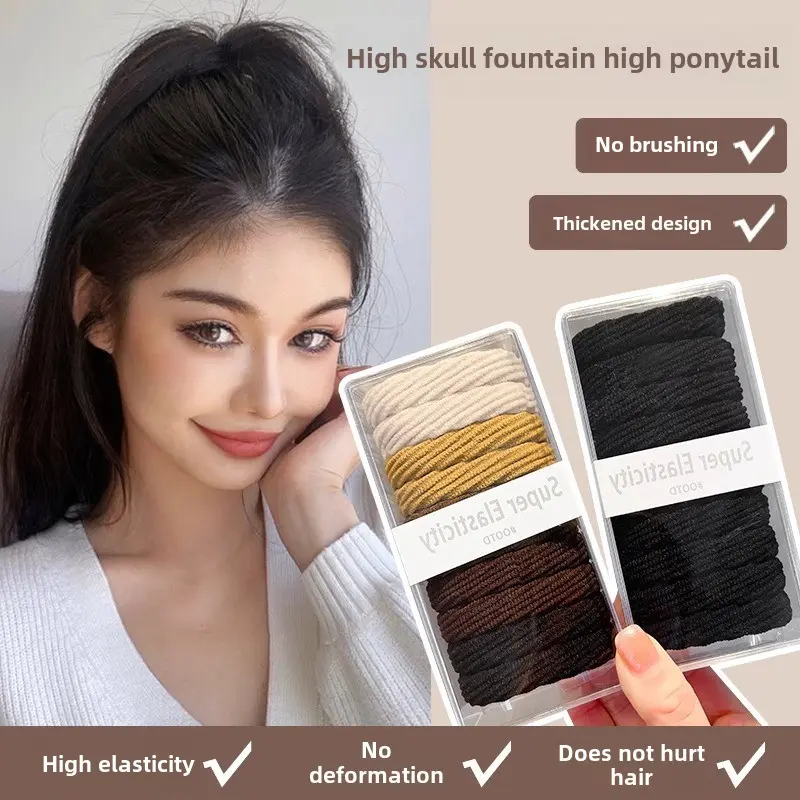 High Ponytail Hair String New Hair Band Korean Style Tie up a Bun Hairstyle High Elastic Bold Thread Rubber Band for Women Hair-Binding