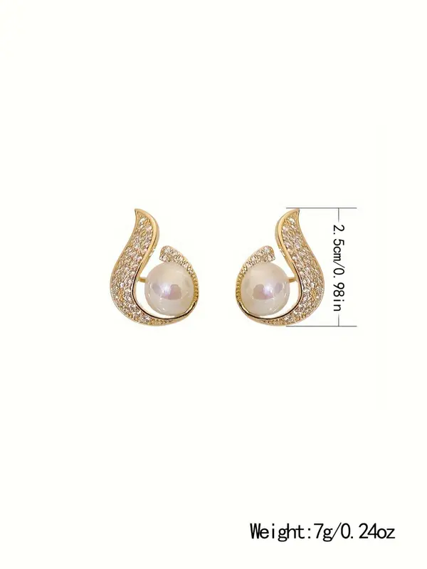 Faux Pearl & Rhinestone Design Dangle Earrings (1 Pair), Elegant Jewelry for Women & Girls, Trendy All-match & Exquisite Jewelry for Birthday Gift 1