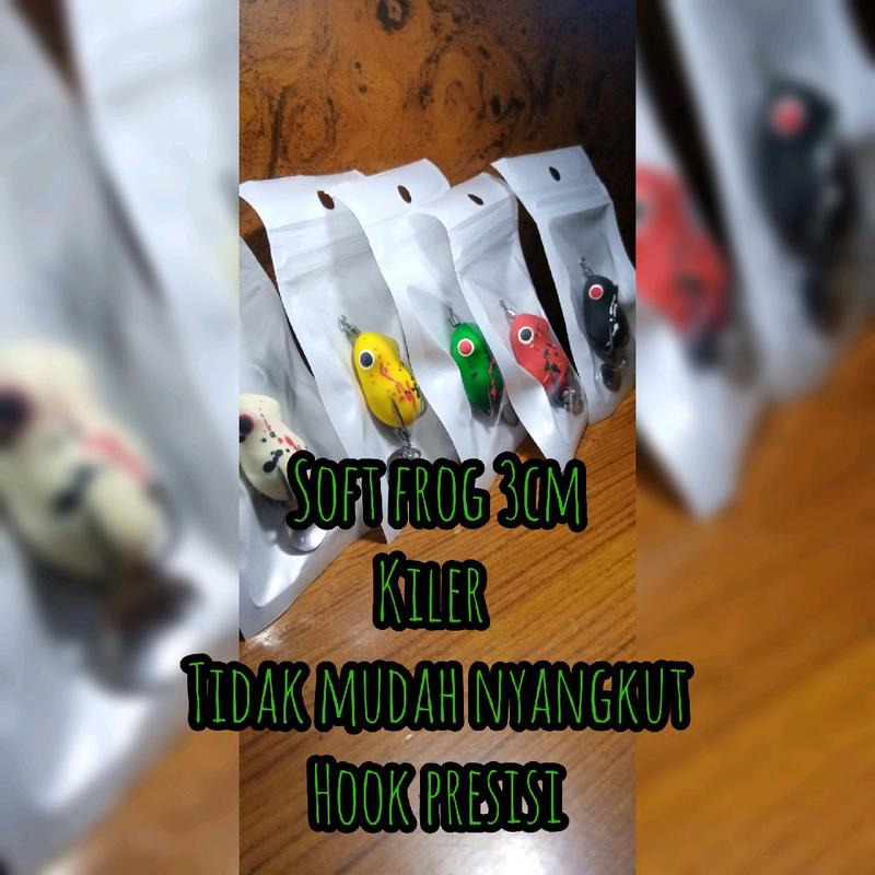 Soft Frog umpan casting 3cm dobel hook cor bulat 0