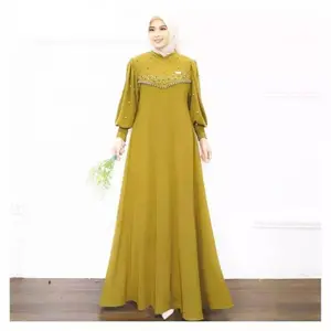 Firlya Dress / Gamis Crinkle Premium / Baju Muslim Wanita Dewasa / Dress Payet Mutiara / Dress Formal Casual Simple