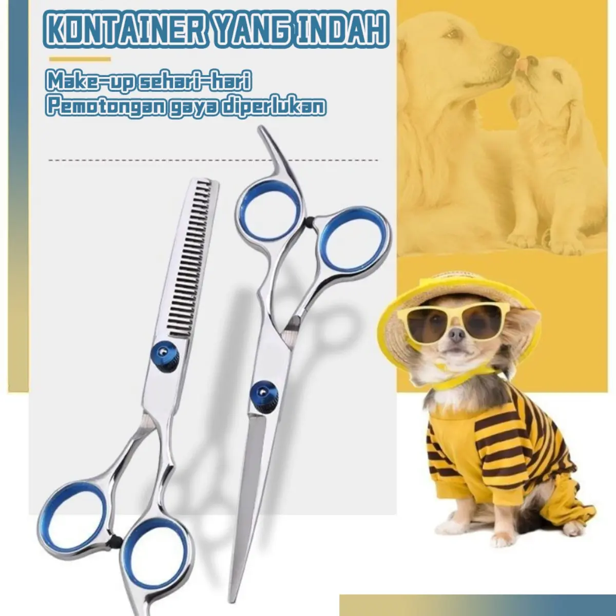 Set Gunting Profesional 3 Pcs untuk Perawatan Hewan, Termasuk Gunting Rata, Gunting Gigi Penipis, dan Gunting Melengkung Blending, Alat Grooming Portabel Kompak untuk Potong dan Tata Bulu Anjing Kucing, Model [Model Name], Panjang [Panjang], Lebar [Lebar]