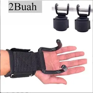 2Buah Weight Lifting Pull Up Training Sports Gym Hook Grip Strap Glove Wrist Support Tahan Lama untuk Lengan Bicep & Punggung