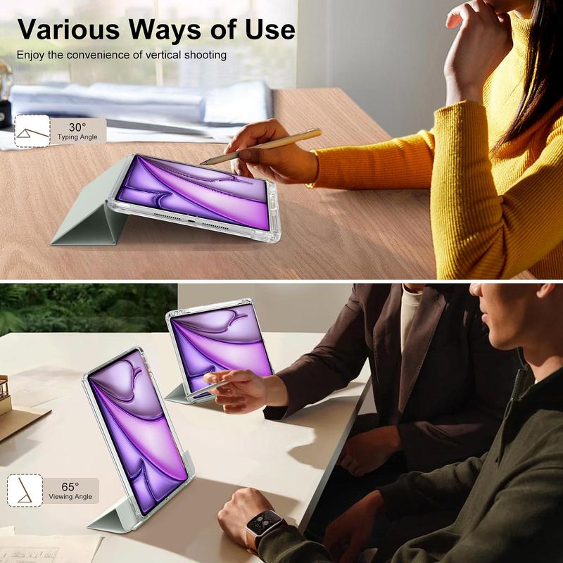 Product Introduction of Clear Tablet Case with Pen Slot, 1 Count Auto Sleep/Wake Smart Tablet Protective Cover, Tablet Protector for iPad Pro 13 Inch (M4) Air 13 Pro 11 Inch 4