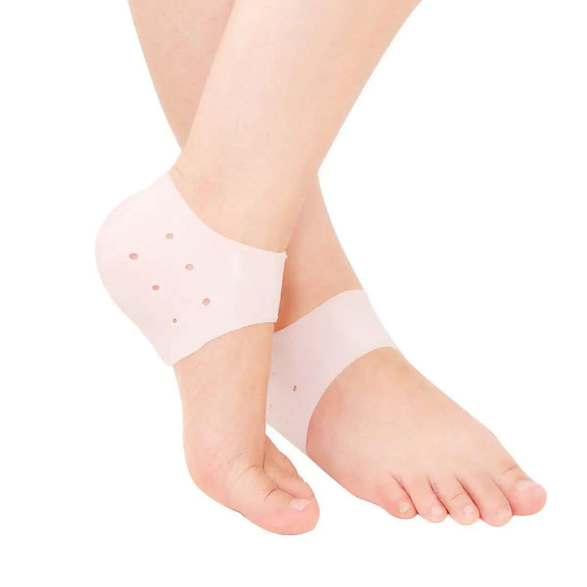 2pcs/Pair Silicone Feet Care Socks Moisturizing Gel Heel Socks Feet Protector with Hole Cracked Foot Skin Care Foot Care Tool