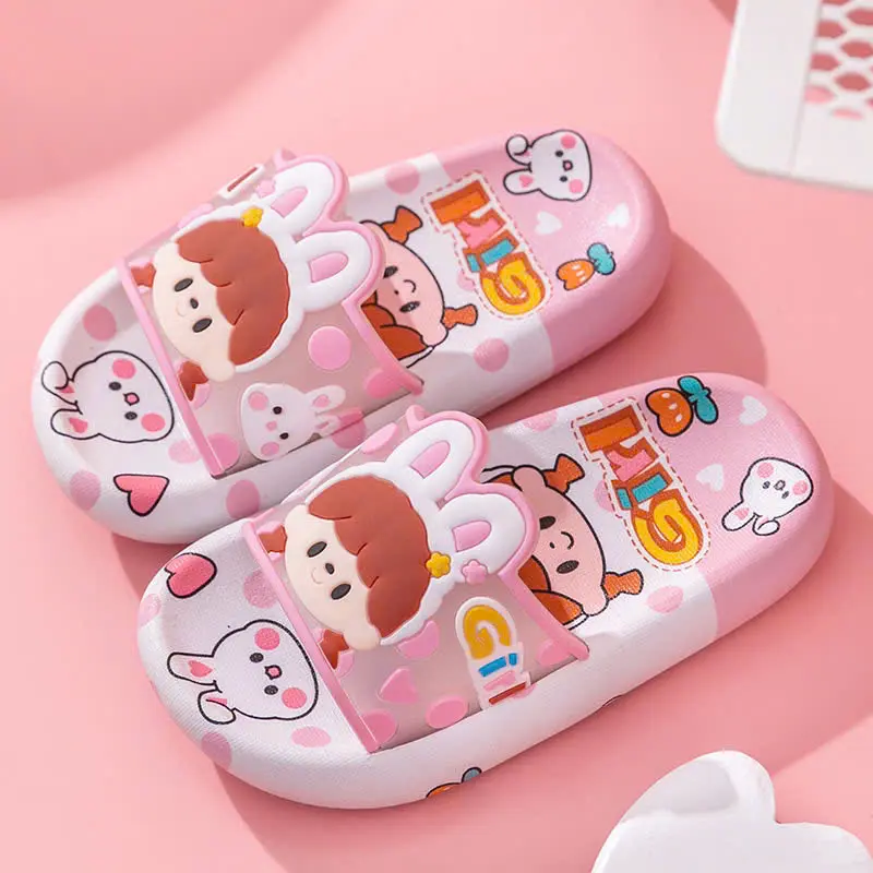 Dép Lê Bé Gái Mẫu Mới 2025 Họa Tiết Cô Gái Thỏ Chibi Siêu Dễ Thương cao cấp,đế eva mềm dẻo đi rất êm chân,4 màu sắc,đế chống trơn