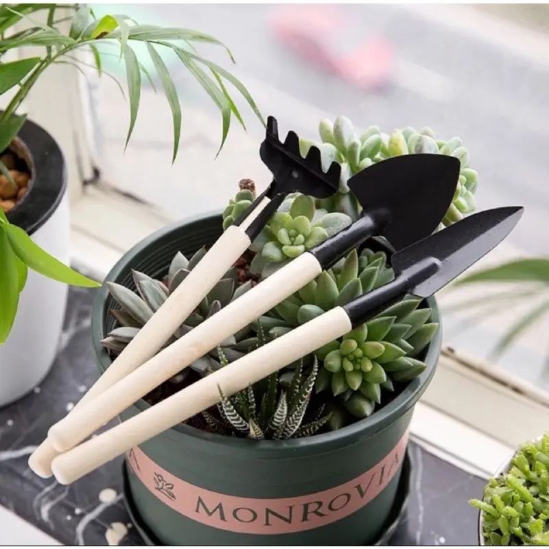 Bộ Dụng Cụ Làm Vườn Mini 3 Món Cán Gỗ Xẻng, Xúc, Cào Nhỏ Gọn Tiện Dụng Đa Năng 2