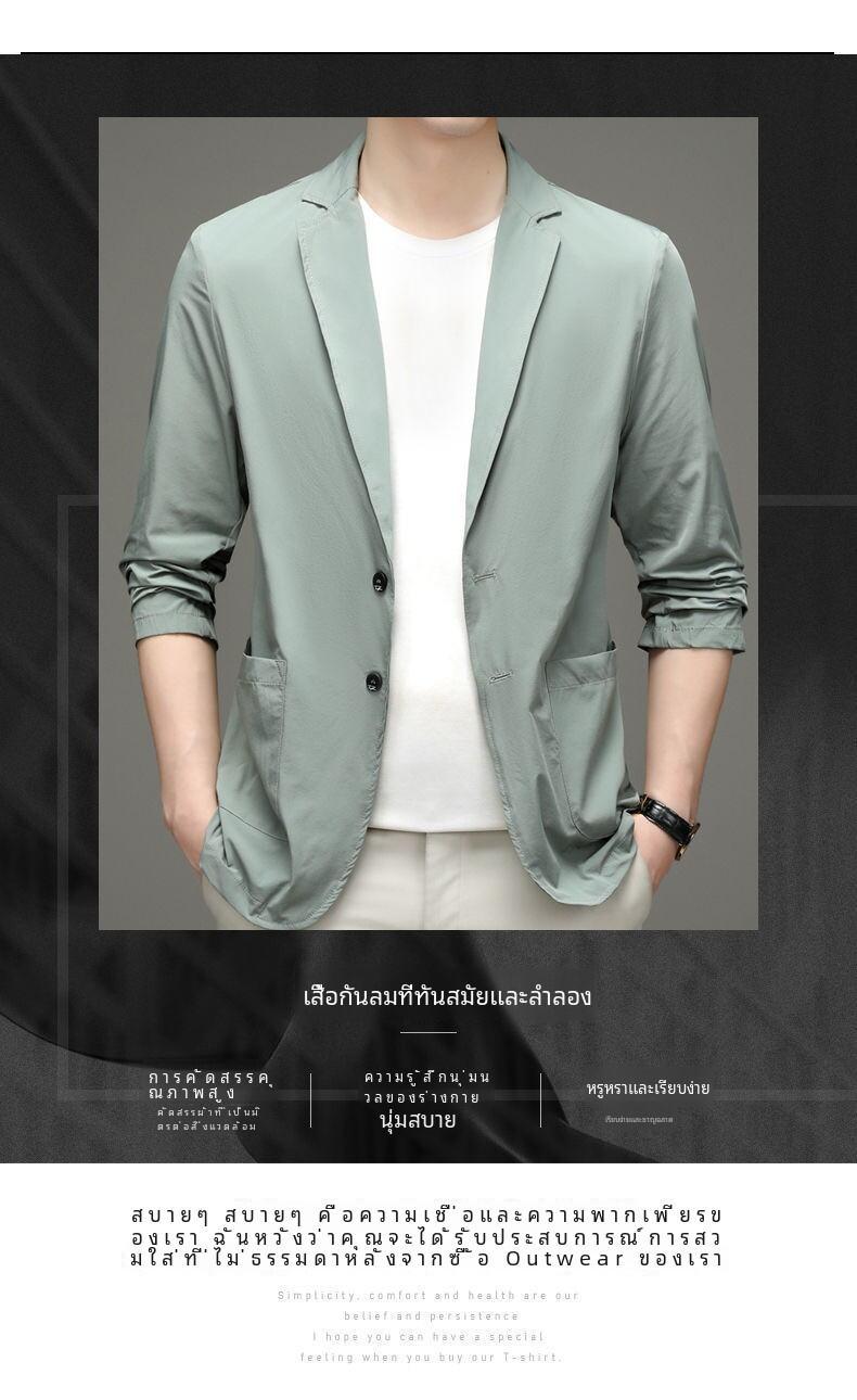 Product Introduction of Thin, loose men's suit for summer. Sun Protection Coat Ice Silk Casual Business Style Sun Protection Coat for Men 1