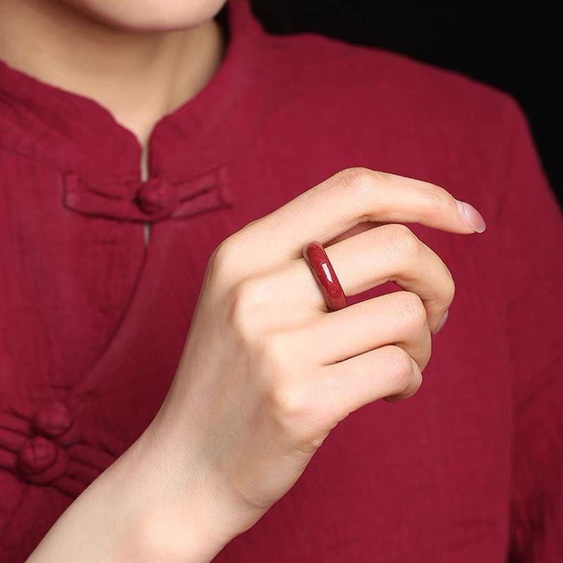 Zhen✪ Cinnabar Ring Attract Wealth Ring Protection Amulet Rings Good Luck Jewelry Gift 3