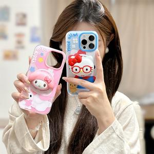 เคสโทรศัพท์ลายการ์ตูน ดีไซน์คิตตี้และมายเมโลดี้ น่ารัก เข้ากันได้กับ iPhone 16 Pro Max, เรียบง่าย, กันกระแทก, เคสป้องกัน 13, 14 Pro Max, สร้างสรรค์, ใหม่, ความรู้สึกระดับไฮเอนด์