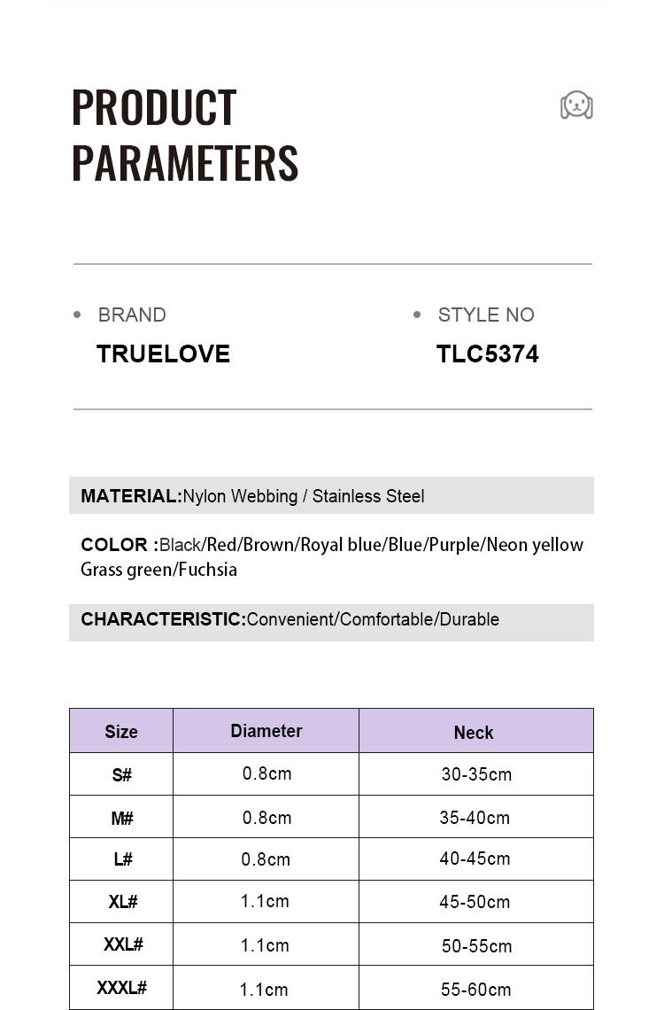 Product Introduction of Truelove Pet P-Collar New Strong Metal Stainless Steel Nylon Braided Large Rope Training Dog Premium Designer Luxury TLC5374 6