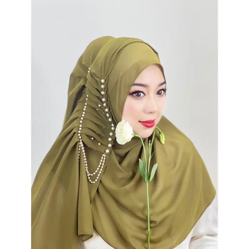 Khăn Bandana Voan Ngọc Trai, Màu Trơn Thiết Kế Tua Rua Đính Cườm Khăn Choàng Nữ, Khăn Quàng Cổ Bandana Nữ, Còn Hàng 6