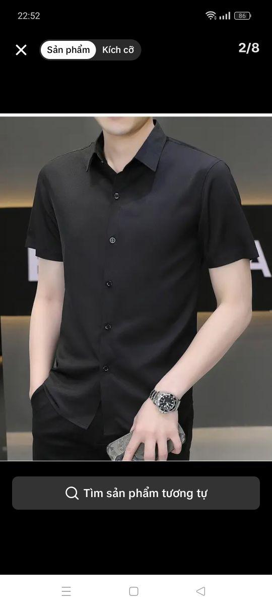Product Introduction of Áo sơ mi nam tay ngắn,chất liệu lụa thái form body mềm mịn mát Menswear Shirt Có Cổ 26