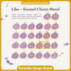 Enamel Charm Huruf Warna Lilac