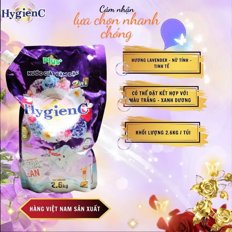 [MUA 2 TẶNG 3] Combo 2 túi nước giặt đậm đặc HygienC Plus+ 5,2Kg công nghệ Thái Lan nước giặt thơm lâu đậm đặc DINO STORE Làm Sạch 1