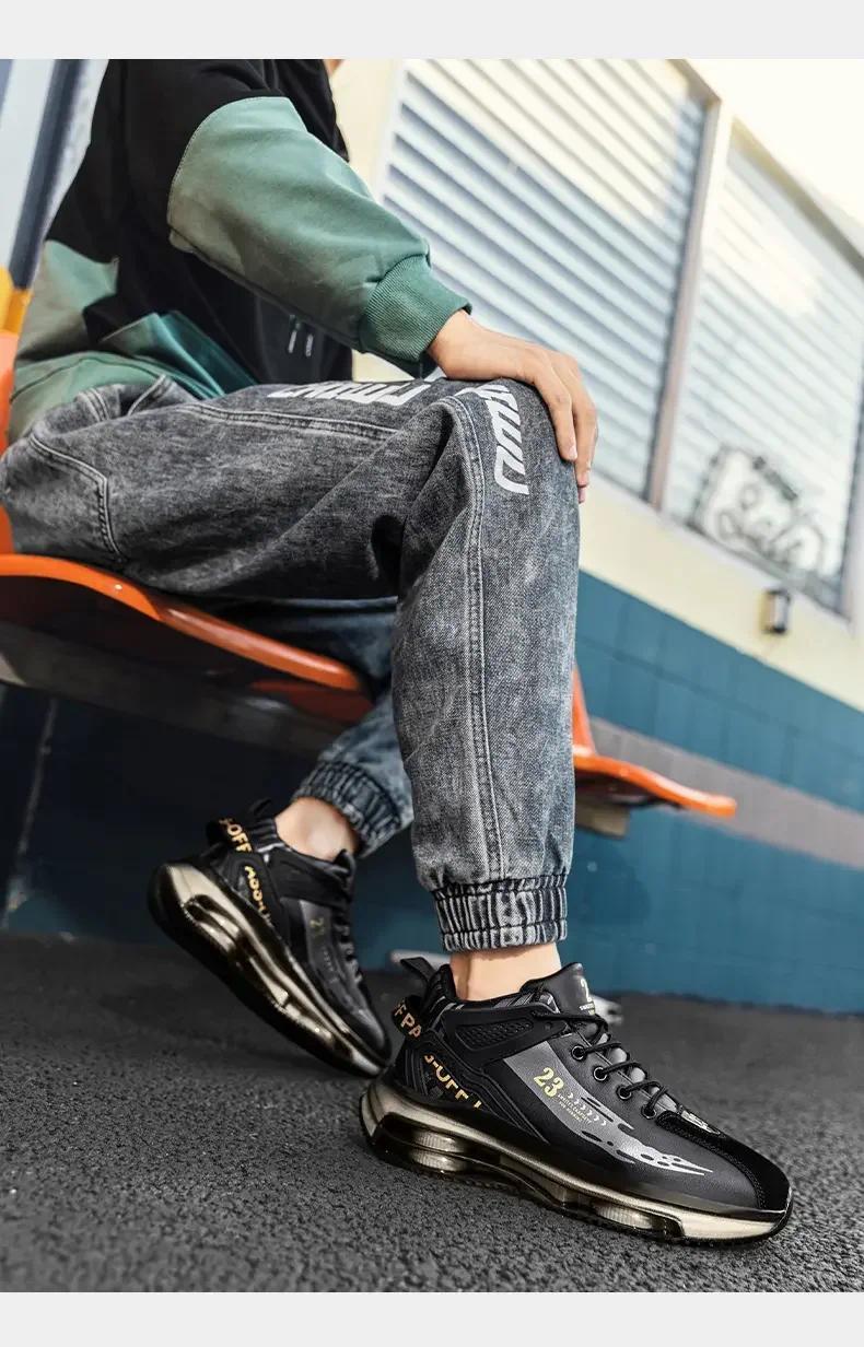Product Introduction of Men's Sneakers New in High Top Running Shoes Golf Shoes Round Toe Platform Shoes Casual Fashion for Men Sneakers Waterproof 19