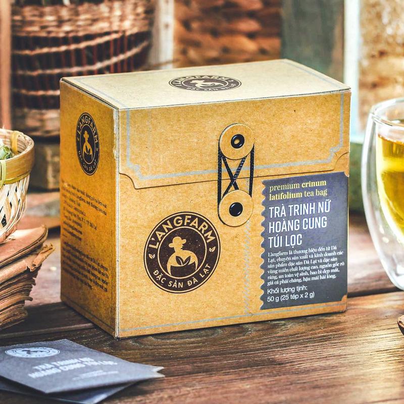 Trà trinh nữ hoàng cung túi lọc Langfarm - Thảo mộc cho sức khoẻ, thơm dịu vị thiên nhiên, sản xuất tại Đà Lạt - Mẫu kraft 25 tép